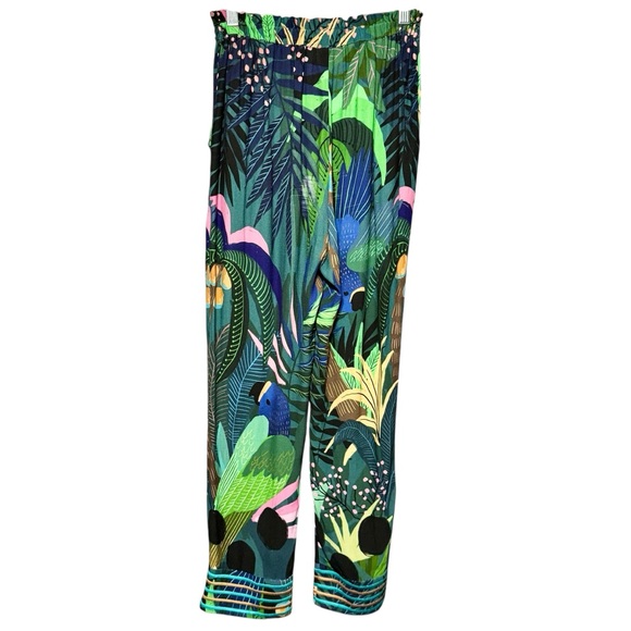 Farm Rio Anthropologie Tropique Tropical Bird Printed Elastic Waist Pants - Picture 10 of 14